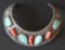 LARGE NAVAJO STERLING TURQUOISE & CORAL CHOKER