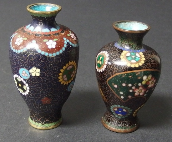 PAIR OF JAPANESE CLOISONNE CABINET VASES