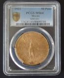 1921 50 PESO MEXICO PCGS MS-64 GOLD COIN