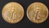 2 x 2013 $5 1/10 oz AMERICAN EAGLE GOLD COINS