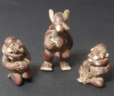 THREE (3) PRE-COLUMBIAN RED CLAY FIGURES