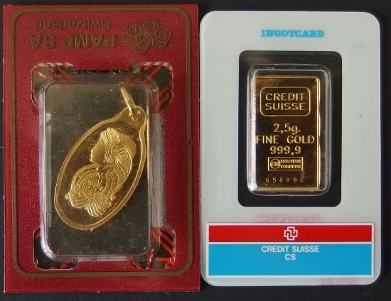 5 GRAMS: GOLD BULLION BAR & PENDANT