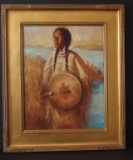 INDIAN SQUAW OIL PAINTING