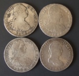 FOUR SILVER 8 REALES COINS