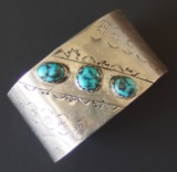 NAVAJO STERLING & TURQUOISE CUFF BRACELET