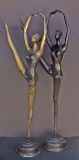 PAIR OF TALL BRONZE BALLERINA SCULPTURES