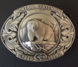 MONTANA STERLING GRIZZLY BUCKLE W/SAPPHIRE