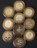 TEN (10) $10 .999 SILVER GAMING TOKENS