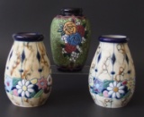 THREE (3) AMPHORA FLORAL VASES