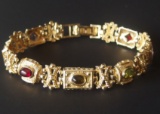 VINTAGE 14KT GOLD MULTI-STONE BRACELET