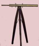 ANTIQUE ENGLISH BRASS TELESCOPE & TRIPOD