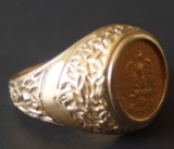 1945 DOS PESOS GOLD COIN RING