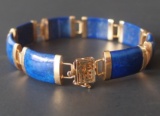 CHINESE 14KT GOLD & LAPIS BRACELET