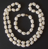 14KT GOLD & PEARL NECKLACE & BRACELET SET