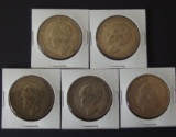 1930'S NETHERLANDS 2 1/2 GULDEN SILVER COINS (5)