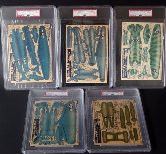 FIVE (5) PSA GRADED KELLOGG'S PEP WAR PLANES