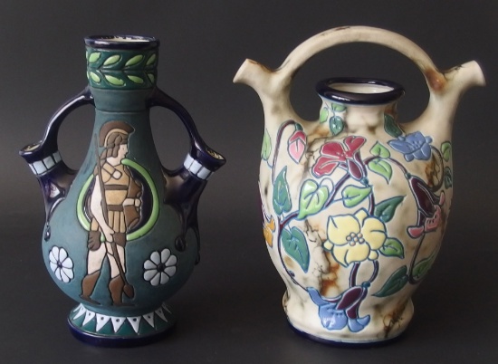 PAIR OF AUSTRIAN AMPHORA WEDDING VASES