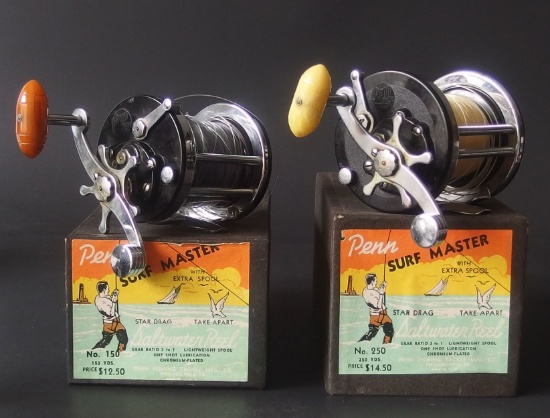 TWO (2) VINTAGE PENN SURF MASTER REELS ORIG BOXES