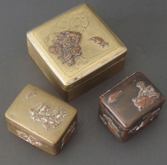 ASIAN MIXED METAL STAMP BOXES