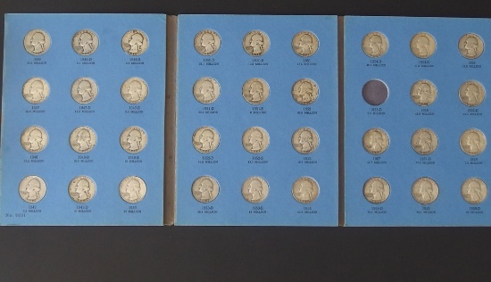 35 WASHINGTON SILVER QUARTER COINS W/ FOLDER