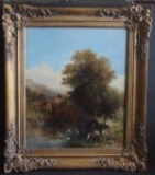 THOMAS CRESWICK COUNTRY LANDSCAPE PAINTING