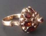 VINTAGE 14KT GOLD GARNET PRINCESS RING