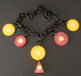 VINTAGE BAKELITE SLICED BALL FUNKY NECKLACE