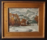 K. JOHNSON WINTER LANDSCAPE OIL PAINTING