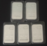 FIVE (5) CONSECUTIVE  JM 1 TROY OZ SILVER BARS