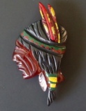 VINTAGE BAKELITE CARVED INDIAN PIN