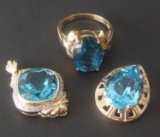 14KT GOLD & BLUE TOPAZ JEWELRY