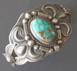 NAVAJO STERLING TURQUOISE CUFF BRACELET