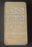 VINTAGE JM 10 TROY OZ .999 FINE SILVER BAR