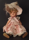 EARLY COMPO SHIRLEY TEMPLE DOLL W/BONNET