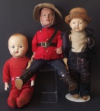 VINTAGE COMPO HEAD CHARACTER DOLLS (3)