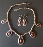 NAVAJO STERLING NECKLACE & EARRING SET