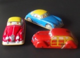 THREE (3) VINTAGE TIN TOY CARS