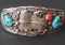 NAVAJO STERLING TURQUOISE CORAL CUFF BRACELET