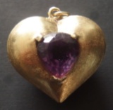 14KT GOLD & AMETHYST HEART PENDANT