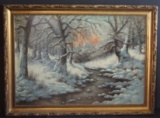 LASZLO NEOGRADY WINTER LANDSCAPE PAINTING