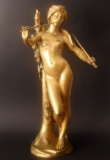 ALBERT LEFEUVRE VENUS WITH FLUTE BRONZE SCULPTURE