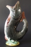 MAJOLICA FIGURAL FISH PITCHER