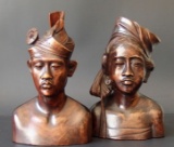 CARVED WOOD BUST SCULPTURES