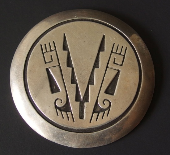 HOPI STERLING SILVER CIRCULAR BROOCH