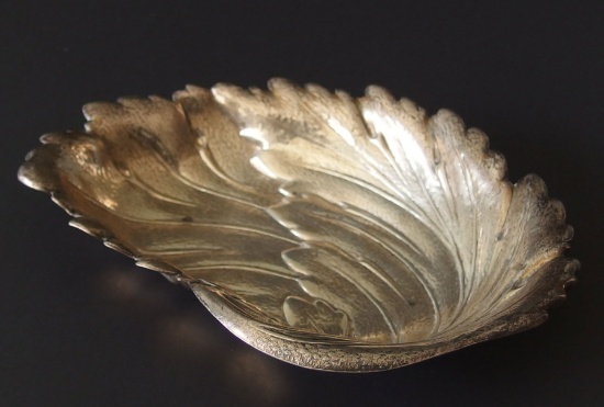 STERLING SILVER LEAF CANDY DISH