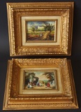 PAIR OF LESCOT MINIATURE OIL PAINTINGS