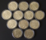 TWELVE (12) SILVER PEACE DOLLAR COINS