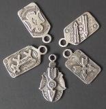 EARLY NAVAJO STERLING PENDANTS (5)