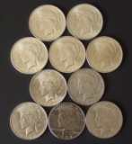 TEN (10) SILVER PEACE DOLLAR COINS