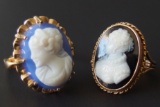 TWO (2) 14KT GOLD LADIES CAMEO RINGS